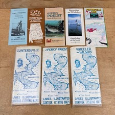 Vtg TN & AL Lakes Illustrated Contour Fishing Maps Guntersville J Percy Priest +