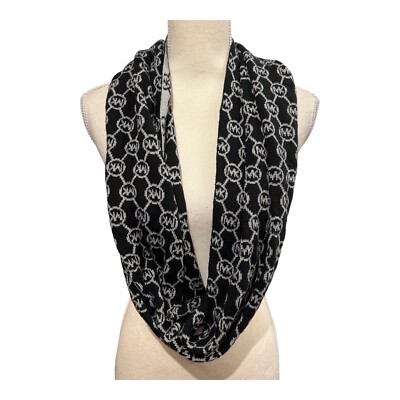Michael Kors Womens Infinity Scarf Signature MK Logo Black