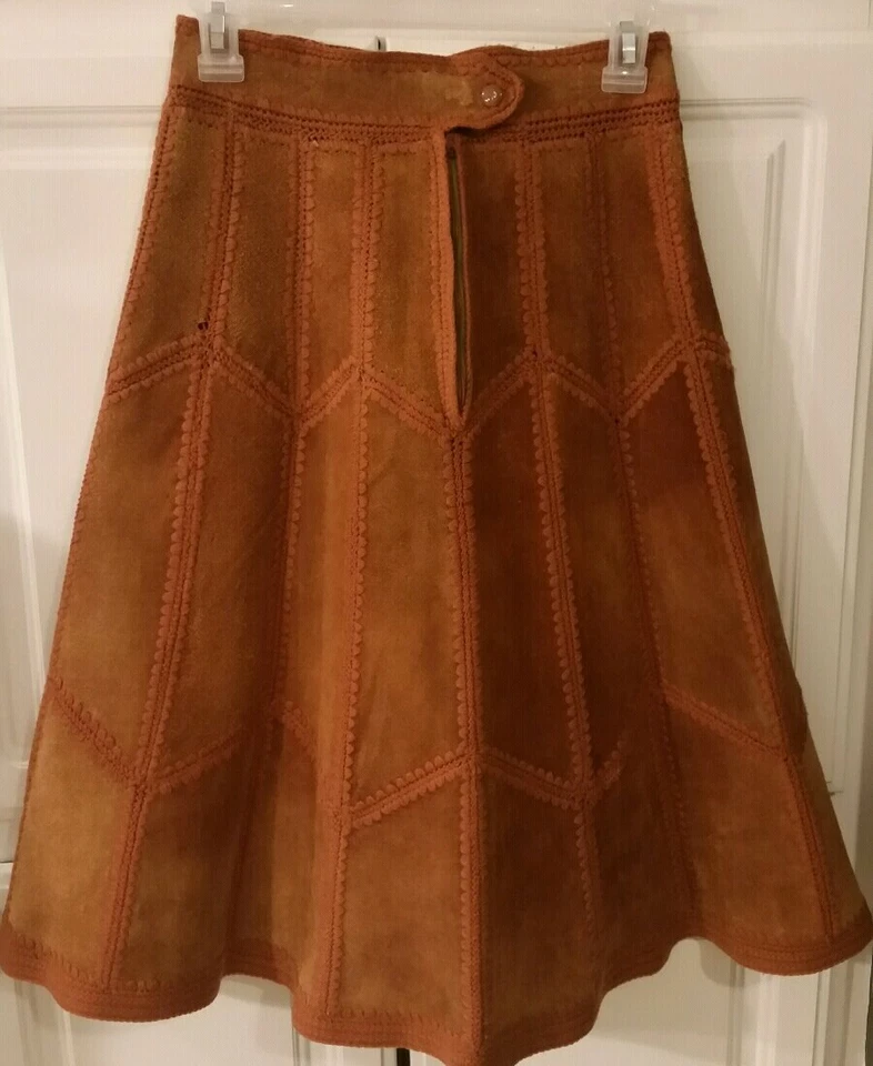 Vintage Bohemian Cowhide skirt Boho patchwork hippie 60's Movie prop - Image 2 of 4