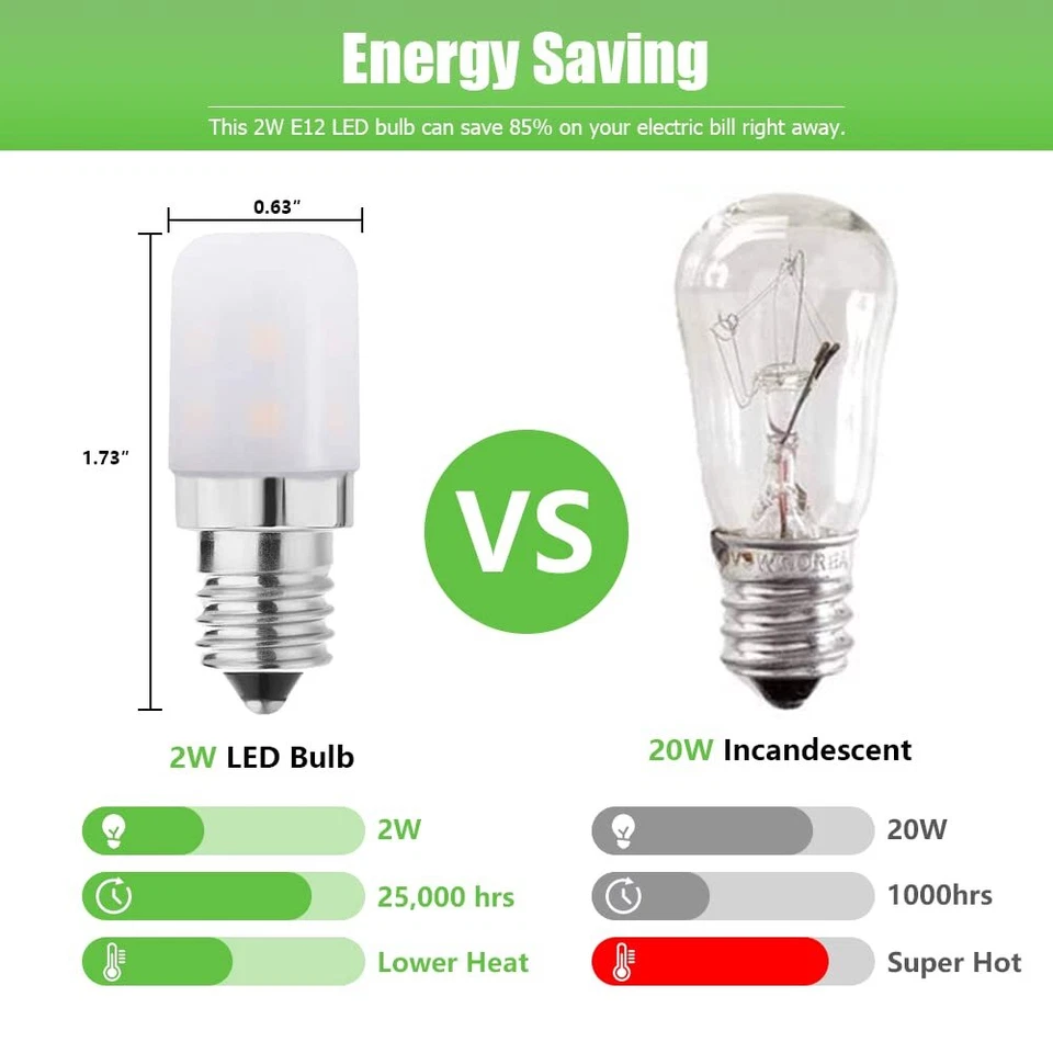 E12 Dryer LED Light Bulb for Dryer Drum and Specific 120V S6 Water Dispenser - Image 2 of 4