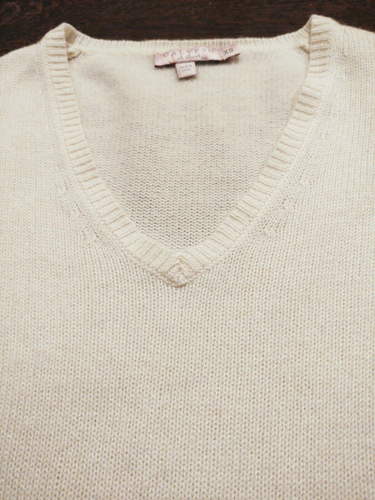 CALYPSO St. Barth Woman's V-Neck 100% CASHMERE (XS) Off-White Sweater - Picture 2 of 6