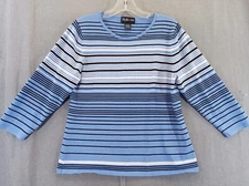 Style & Co shirt Women large Blue stripe 3/4 Sleeve blouse