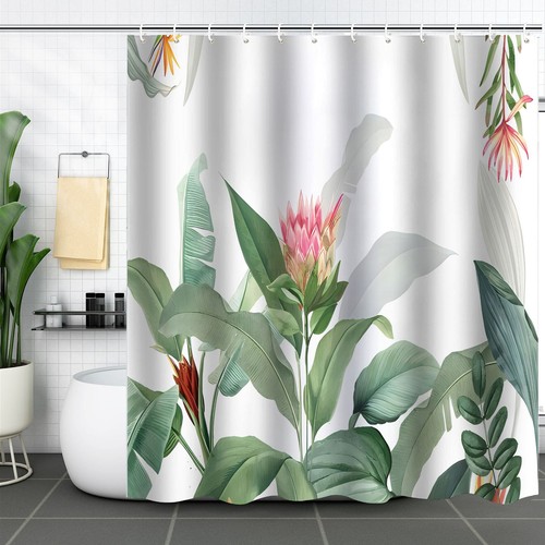 2025 NEW Floral Leaves Waterproof Showe Curtain Extra Long Fabric Bathroom - Picture 19 of 65