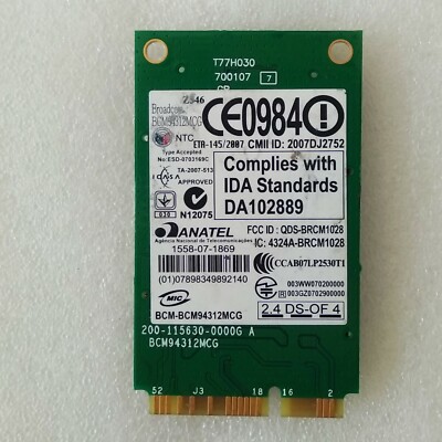WiFi Broadcom BCM94312MCG 54 Mbps 802.11 B/G Mini PCI Express MPCIE Wireless Lan