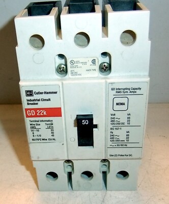 Cutler-Hammer Circuit Breaker HACR350 3P 50A 480VAC