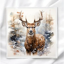 Winter Deer Fabric Panel Quilt Block for Christmas sewing and crafting WD1983