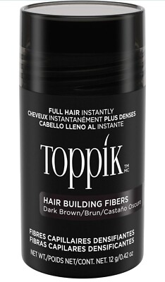 Toppik Hair Building Fibers - Dark Brown Shade for Men & Women 12g/0.42oz | New