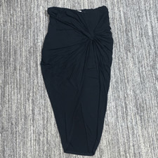Entro Women's Large Black Layered Jersey Knot Midi Skirt Stretch Beach Party