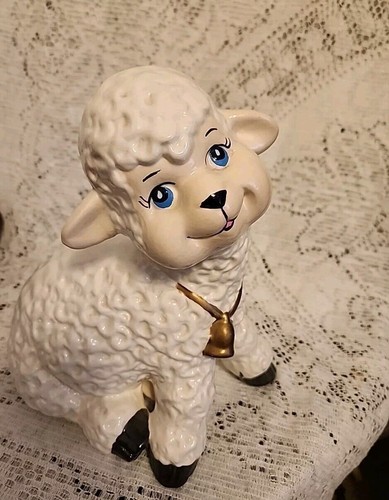 Large Lamb Ceramic CUTE! Charming Expression 9½"x7" Vintage 1988 Made By Grandma