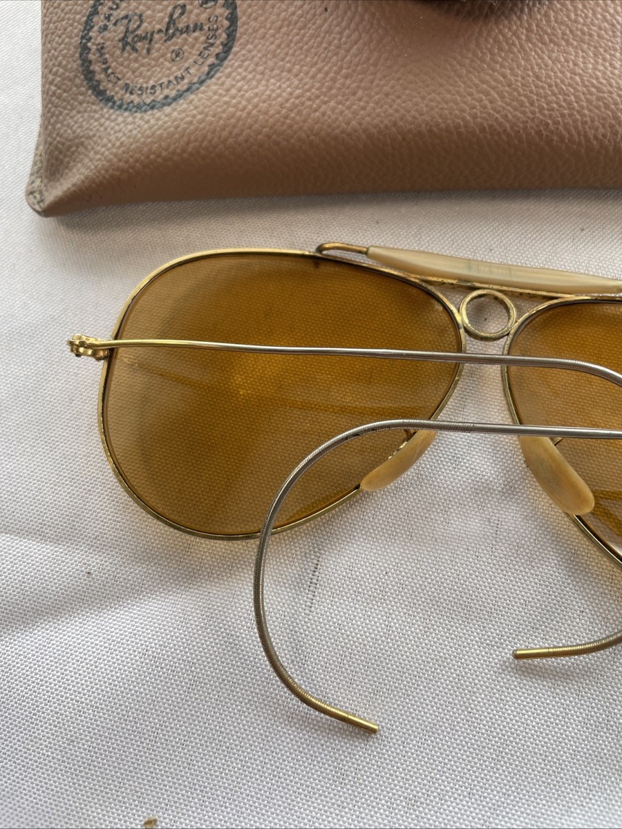 Vintage Ray Ban Aviator Shooting Glasses Bausch & Lomb Yellow