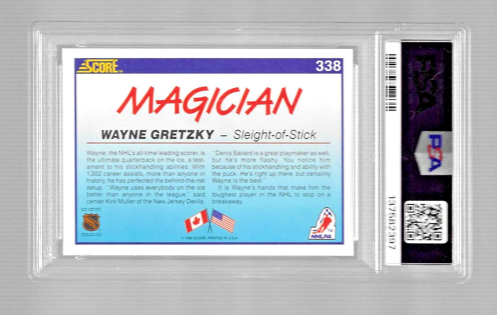 1990 SCORE HOCKEY CARD #338 HOF WAYNE GRETZKY PSA 10 MAGICIAN LOS ANGELES KINGS view 4