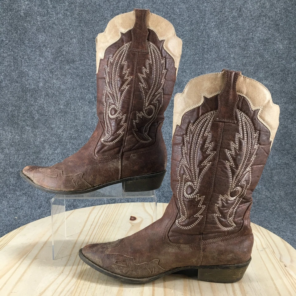 Botas de Vaquero Coconuts Cimmaron Western para Mujer 8.5M Marrón Tostado Cuero Sintético Pull On Foto 2 de 4