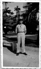 WW2 Handsome US Soldier Man Military Officer Island Deployed 1943 Vintage Photo