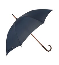 Mario Talarico Mens Long Bamboo One-Piece Umbrella with Solid Navy Canopy