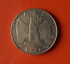 1 LIRA 1940 ERRORE - BARRETTA IN RILIEVO E FRATTURA DI CONIO [V035]