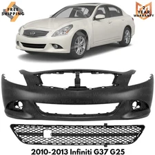 Front Bumper Paintable & Bumper Lower Grille Kit For 2010-2013 Infiniti G37 G25