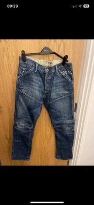 G Star Raw Jeans Stone Wash Denim Straight Fit Button Fly Blue Size W34 L32 VGC