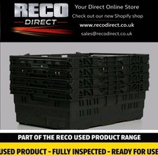 10 x USED BLACK DEEP BALE ARM CRATE 60-40-25CM  STACKING TRAY STORAGE BOX 