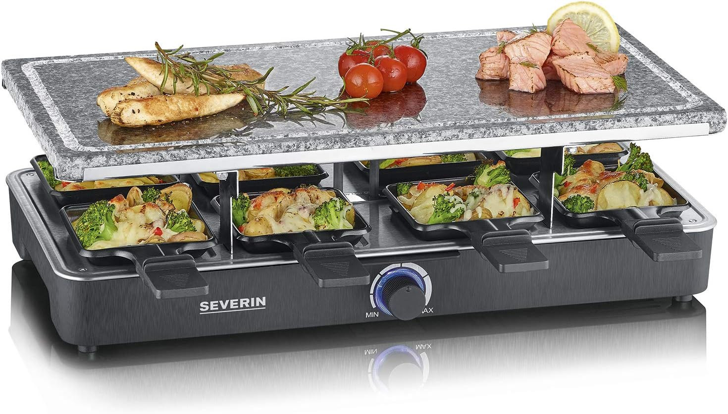 Raclette Grill 1300W Stone Design | Piastra Pietra Naturale 8 Persone