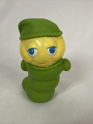 Vintage 1985 Hasbro Baby Green GloWorm 4.5'' Rubber Squeak Figure Toy Glo Worm