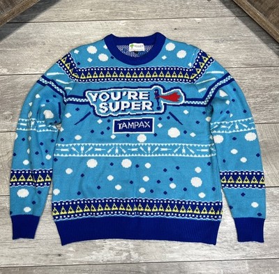 TAMPAX Ugly Christmas Sweater Roody Originals Sz Large One-of-a-Kind Super RARE!