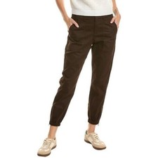 CAbi Compass jogger pants brown cotton zipper stretch patch pockets women new 2