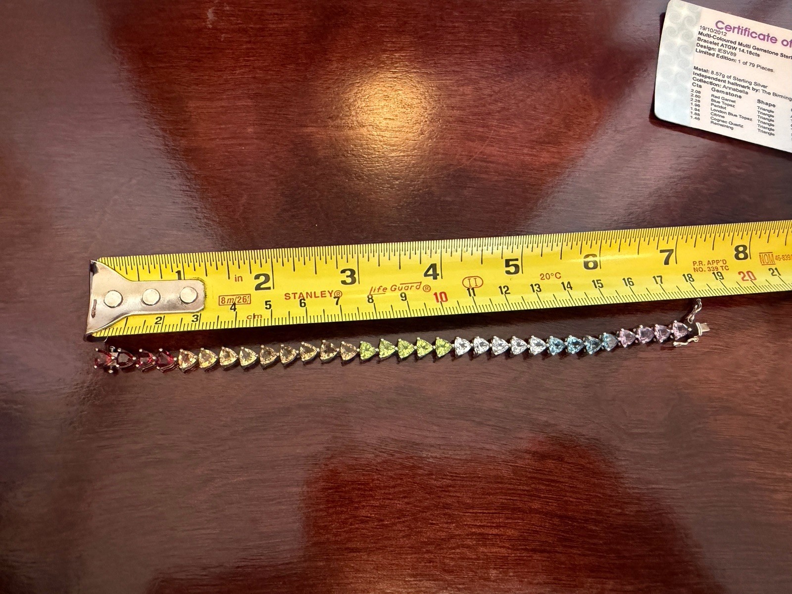 sterling silver rainbow multi gemstone bracelet - image 6