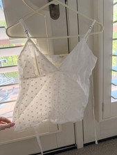 Brandy Melville White Floral Cotton Camisole Adjustable Straps