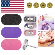 Sanding Paper Discs with Metal Nail Drill Bit Foot Sandpaper Discs 25mm Foot ...