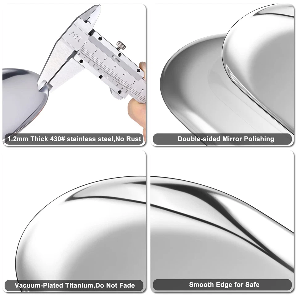 Silver Oval Stainless Steel Tray (30cm x 12cm) – Mini Coffee Table Tray for J... - Image 3 of 4