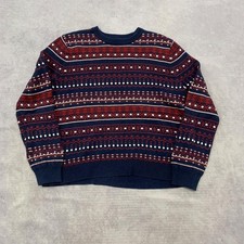 Vintage Knitted Jumper Abstract Patterned Grandad Knit Sweater Men's L