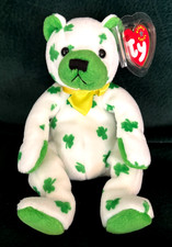 NEW Retired Ty 8.5" CLOVER the BEAR St Patrick's Day Beanie Baby Plush Shamrocks