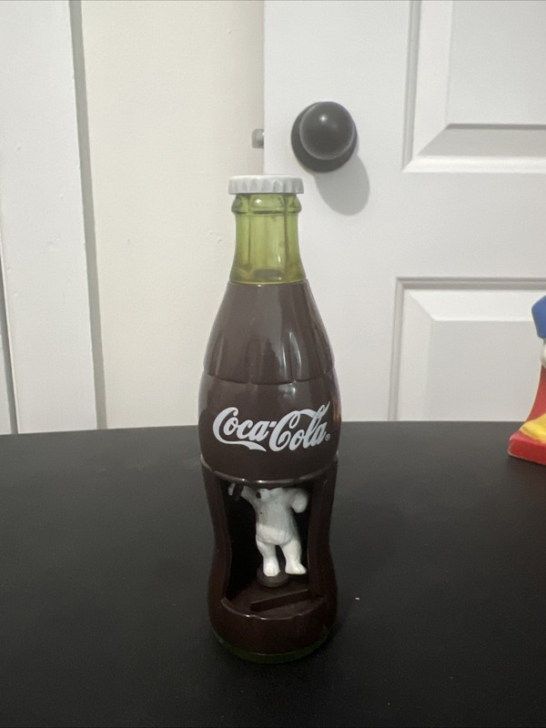 Vintage 2000 Wind Up Coca-Cola Bottle With Spinning Polar Bear Burger King Works