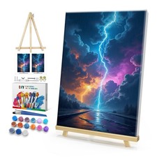 HeeBenor Framed Paint by Numbers Kit for Adults, 8x12 Inch, Lightning 033