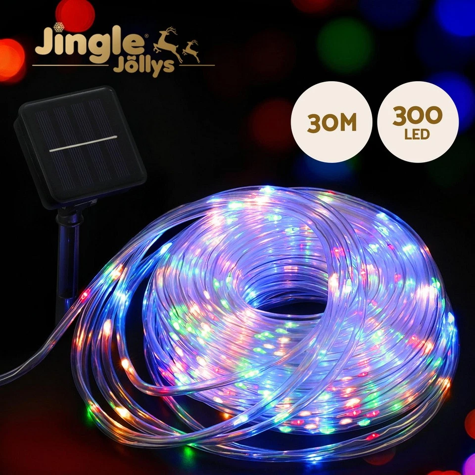 Jingle Jollys 30M Christmas Lights String Rope Light Decoration 300 LED Colorful