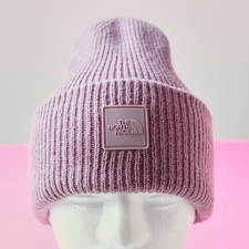 The North Face Urban Patch Beanie Ribbed Cuff Wool Blend Knit Hat Mauve