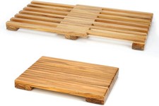 Teak Shower Mat - Adjustable Length Wooden Bathroom Mat, Non-Slip Bath Mat, Saun