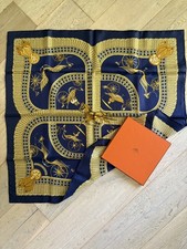 Carré Hermes Vintage Voiture Panier Bleu Neuf