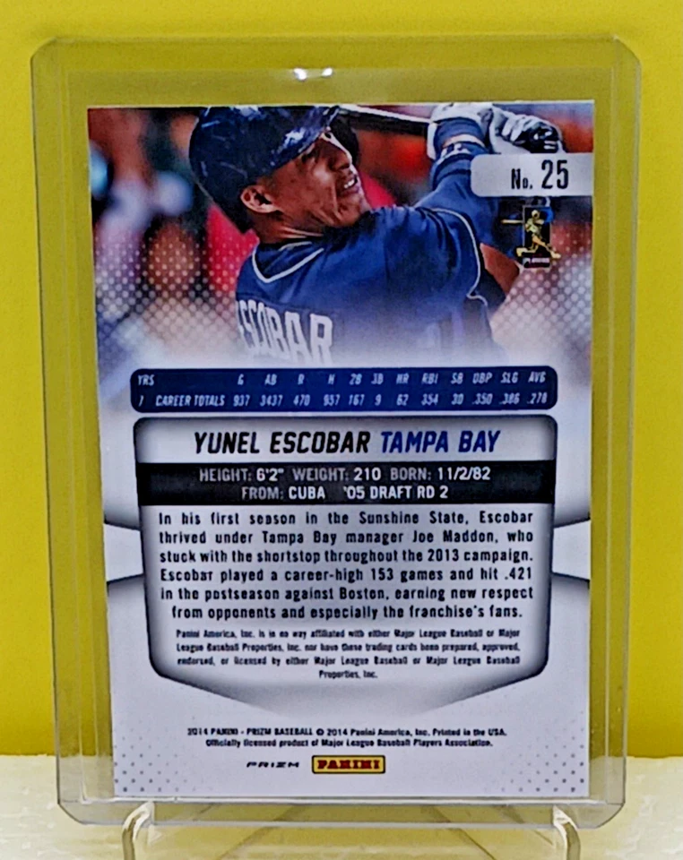 2014 Panini Prizm Yunel Escobar Tampa Bay Silver Prizm #25 - Image 2 of 2