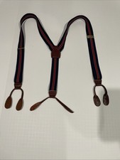 CAS W-Germany Blue Red Stripe Suspenders With Leather Brace Tabs