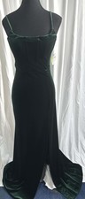 Nwt Windsor Long Side Slit Hunter Green Spaghetti Strap Padded Dress Size 5