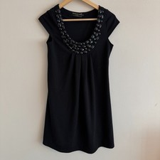 PUSSYCAT LONDON Black Embellished SIZE 8 UK Cap Sleeve Short Knee Dress