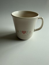 Vtg Corning Forever Yours Coffee Mugs Set of 4 Pink Hearts Floral USA Made