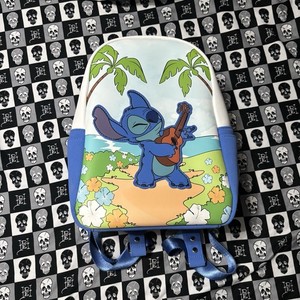 Disney Loungefly Lilo and Stitch with Guitar White and Blue Mini Backpack