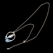 Grateful Dead Silver Plated Stainless Steel Necklace Steal Your Face Collectible