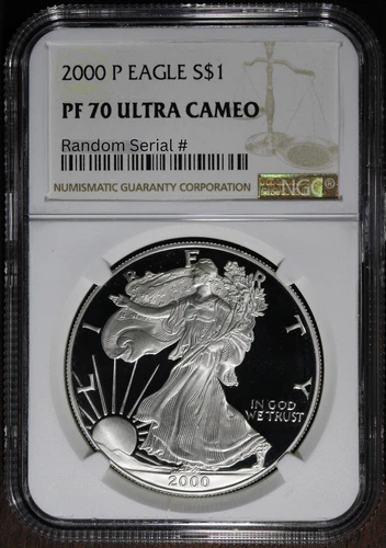 2000-P (PF70 Ultra Cameo) Proof American Silver Eagle $1 ASE NGC