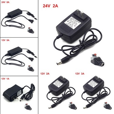 12V 24V 1/2/3/5/8A Power Supply AC to DC Adapter For 5050 3528 LED Strip Lights