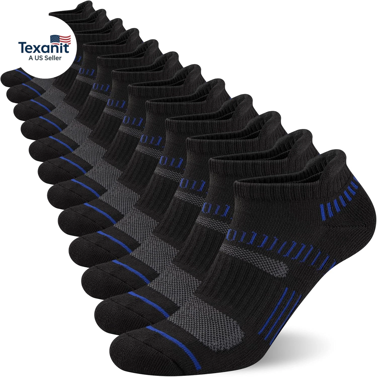 Mens Ankle Socks Athletic Cushioned Breathable Low Cut Tab with Arch Support - 6
