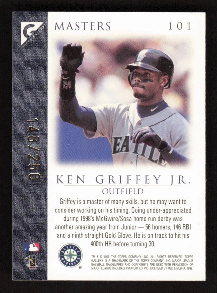 1999 Topps Gallery Ken Griffey Jr Masters Private Issue SSP /250 - Image 2 of 2