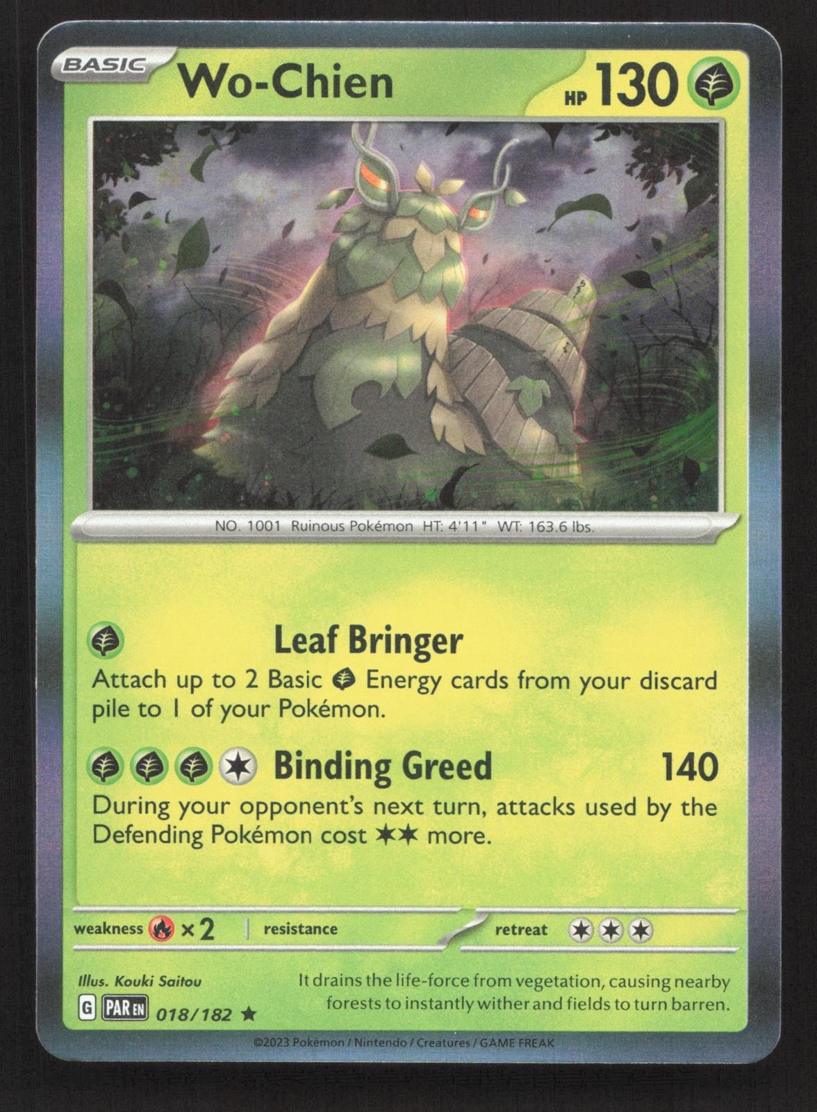 Wo-Chien 018/182 Paradox Rift Rare Holo Pokemon NM/M